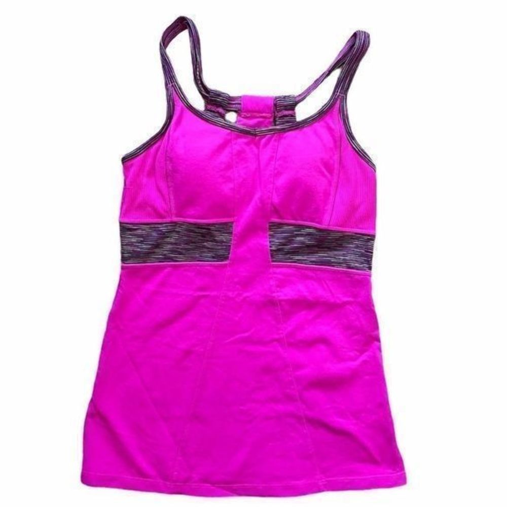 Athleta‎ Prasada Yoga Neon Pink Tank Shelf Bra XS
